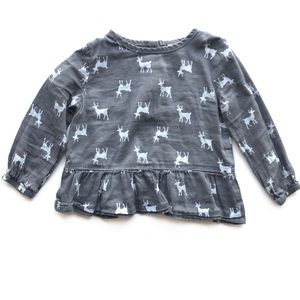 Carters Baby Girl Deer Print Ruffle Top Size 18 Mo